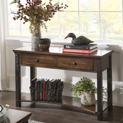 Dark Cherry Finish 2-Drawer Sofa Table
