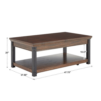 Dark Cherry Finish Lift-Top Coffee Table
