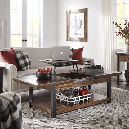 Dark Cherry Finish Lift-Top Coffee Table