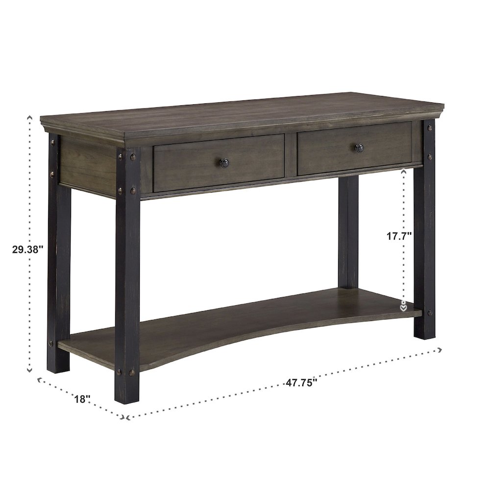 Antique Grey Finish 2-Drawer Sofa Table