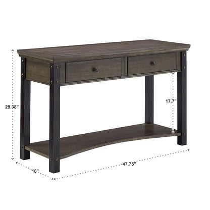 Antique Grey Finish 2-Drawer Sofa Table