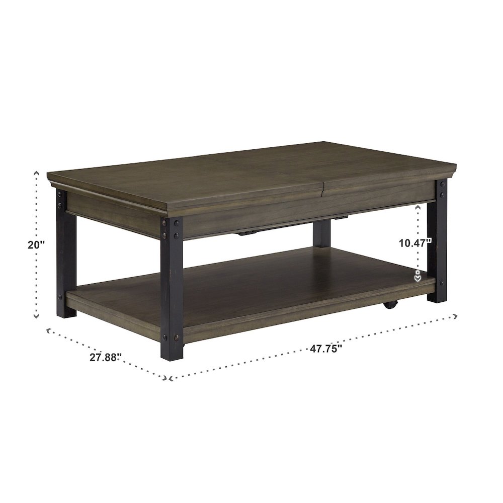 Antique Grey Finish Lift-Top Coffee Table