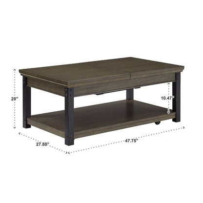 Antique Grey Finish Lift-Top Coffee Table