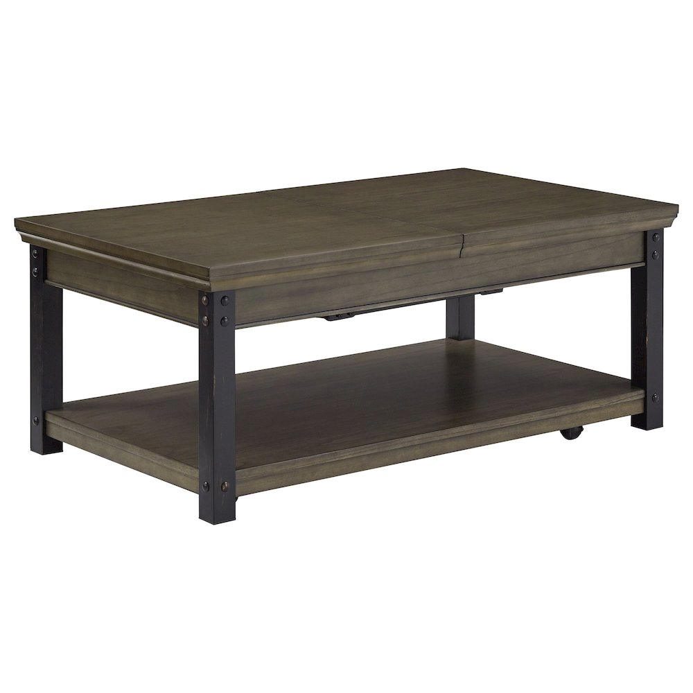 Antique Grey Finish Lift-Top Coffee Table