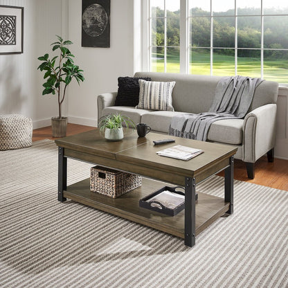 Antique Grey Finish Lift-Top Coffee Table