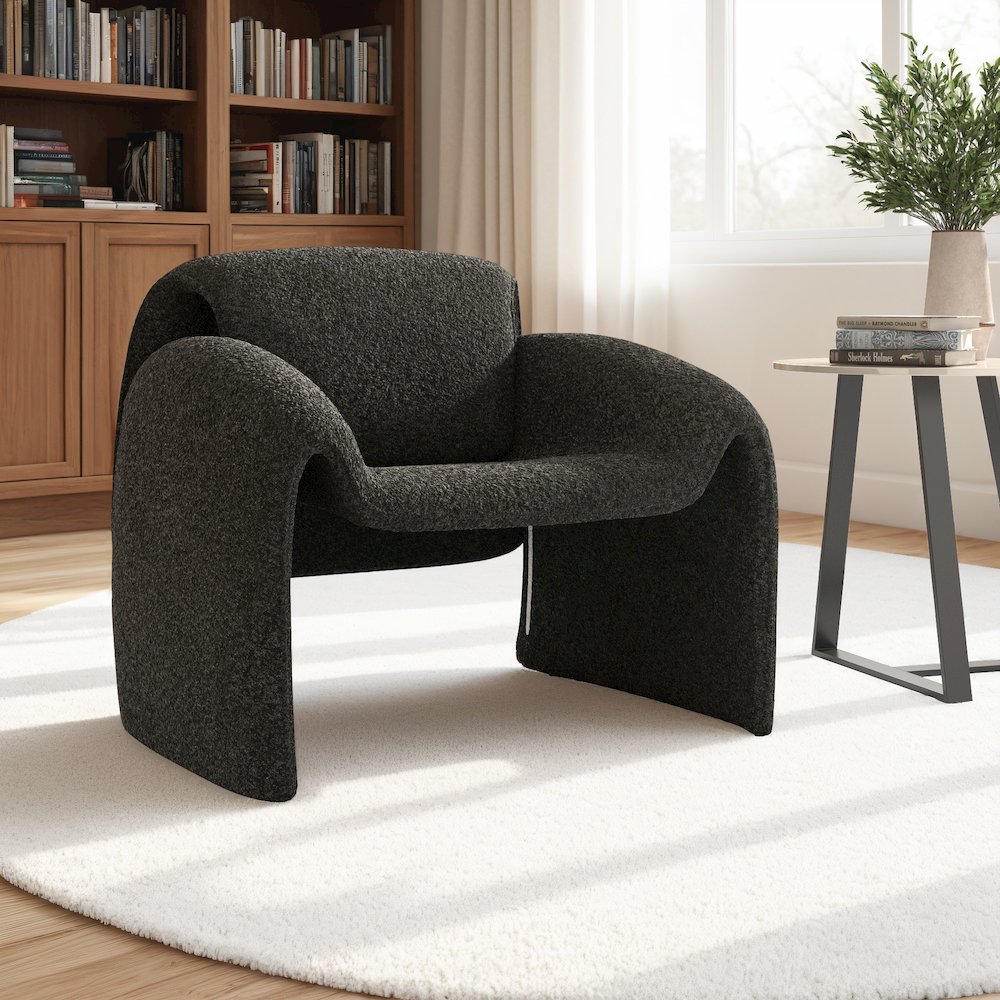 Black Boucle Accent Chair
