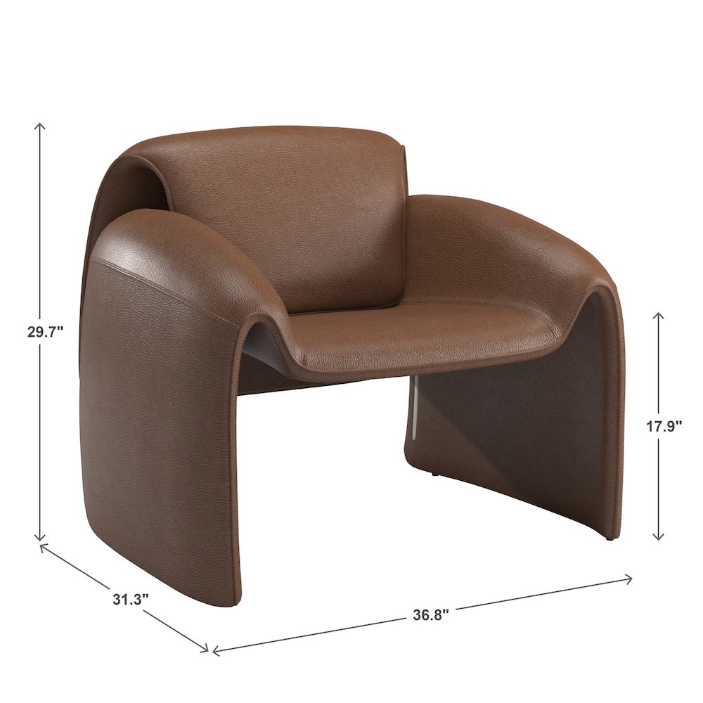 Brown Faux Leather Accent Chair