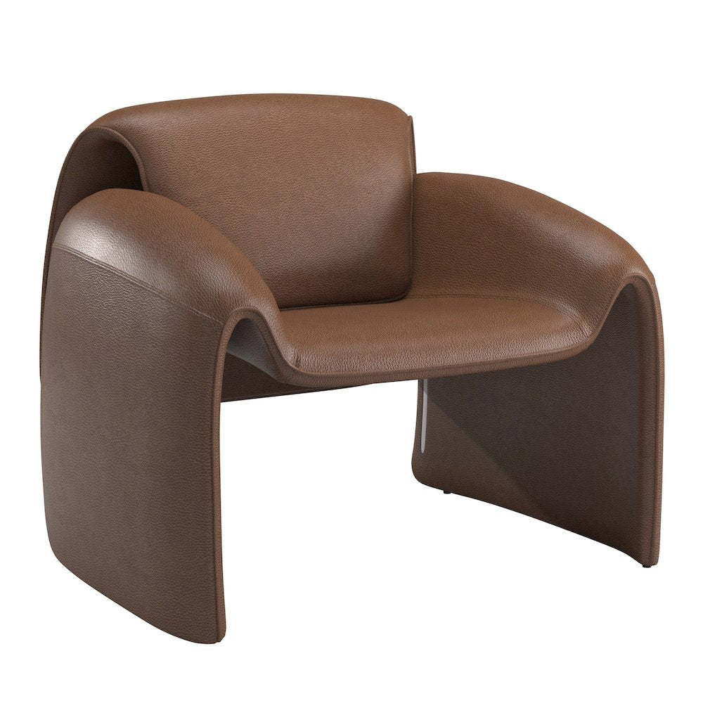 Brown Faux Leather Accent Chair