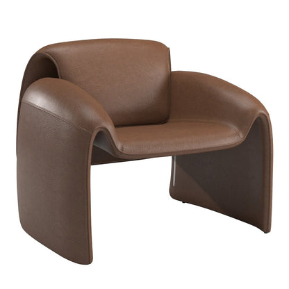 Brown Faux Leather Accent Chair