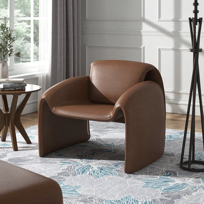 Brown Faux Leather Accent Chair