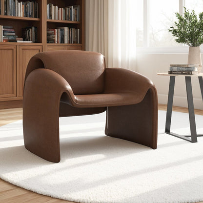 Brown Faux Leather Accent Chair