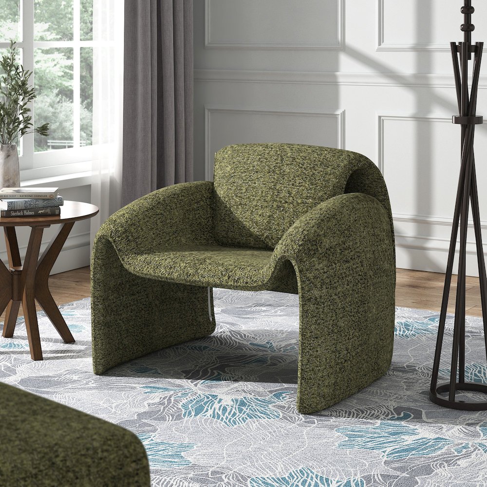 Moss Green Boucle Accent Chair