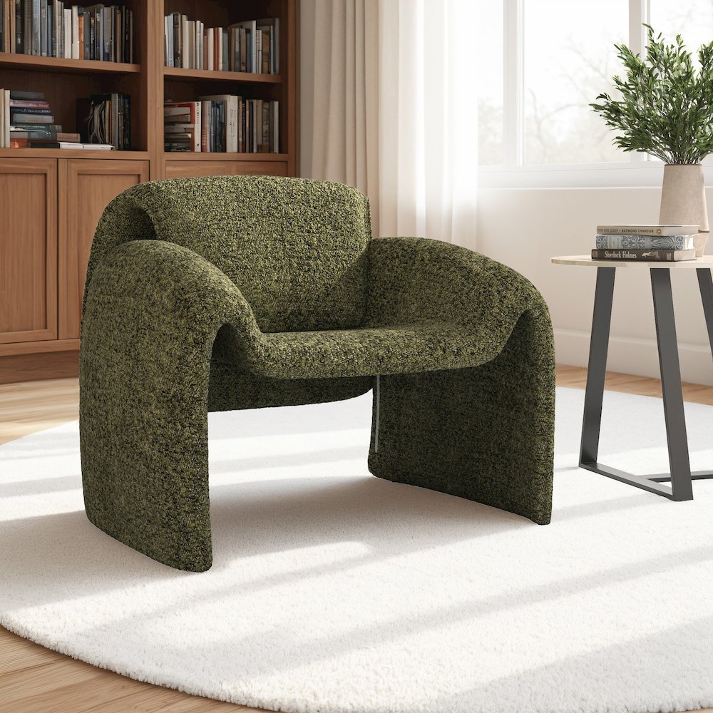 Moss Green Boucle Accent Chair