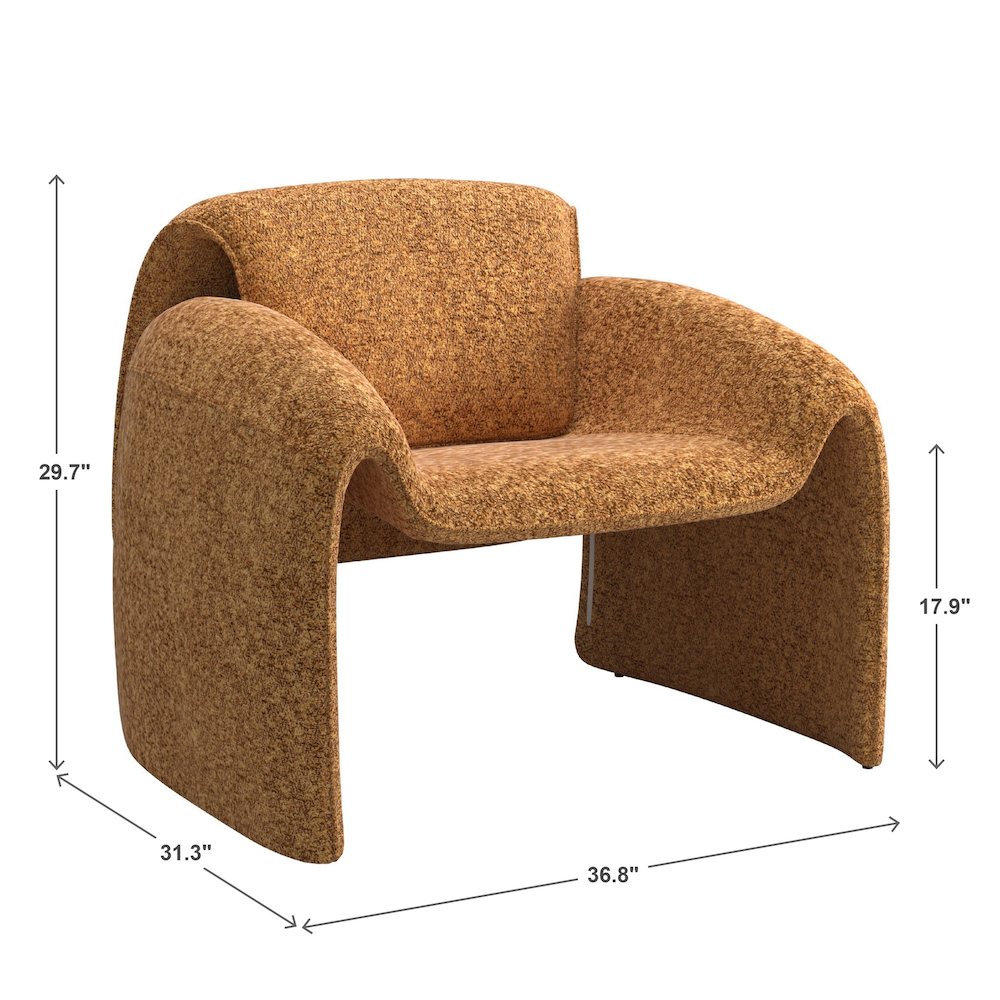 Orange Boucle Accent Chair