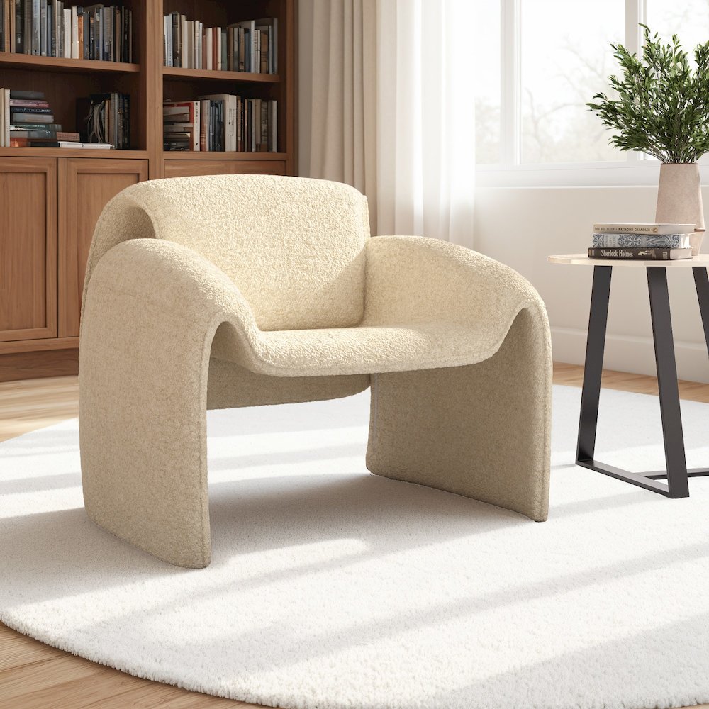 Ivory Boucle Accent Chair