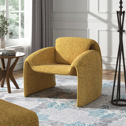 Mustard Yellow Boucle Accent Chair