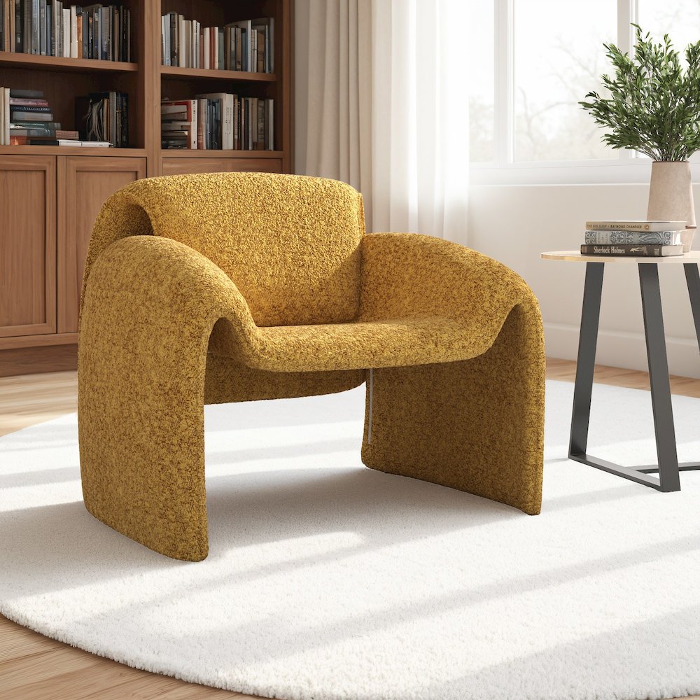 Mustard Yellow Boucle Accent Chair
