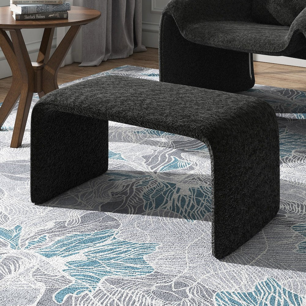 Black Boucle Ottoman
