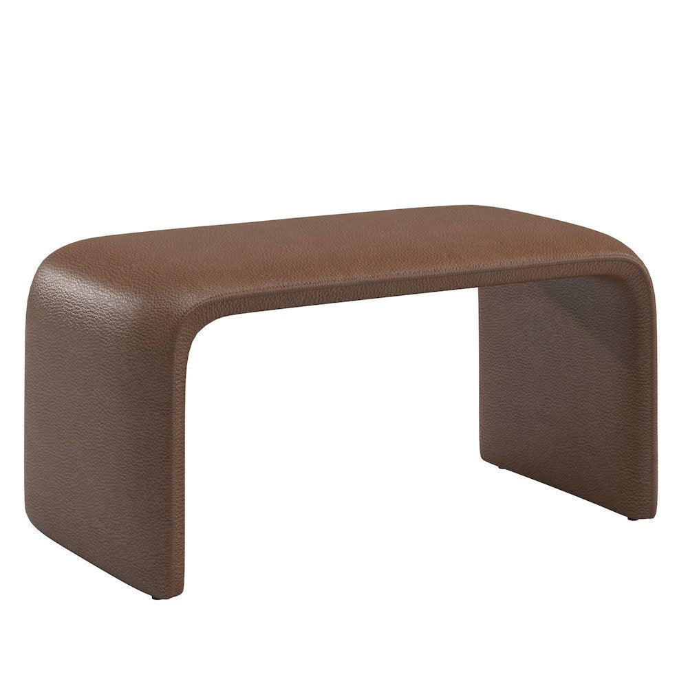 Brown Faux Leather Ottoman