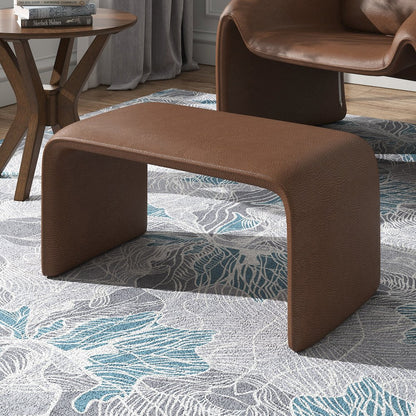 Brown Faux Leather Ottoman
