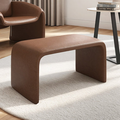 Brown Faux Leather Ottoman