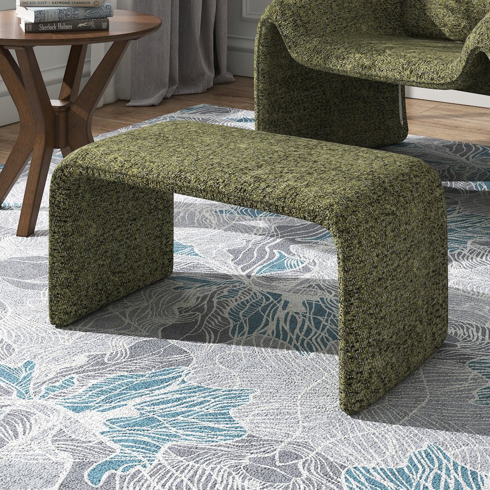 Moss Green Boucle Ottoman