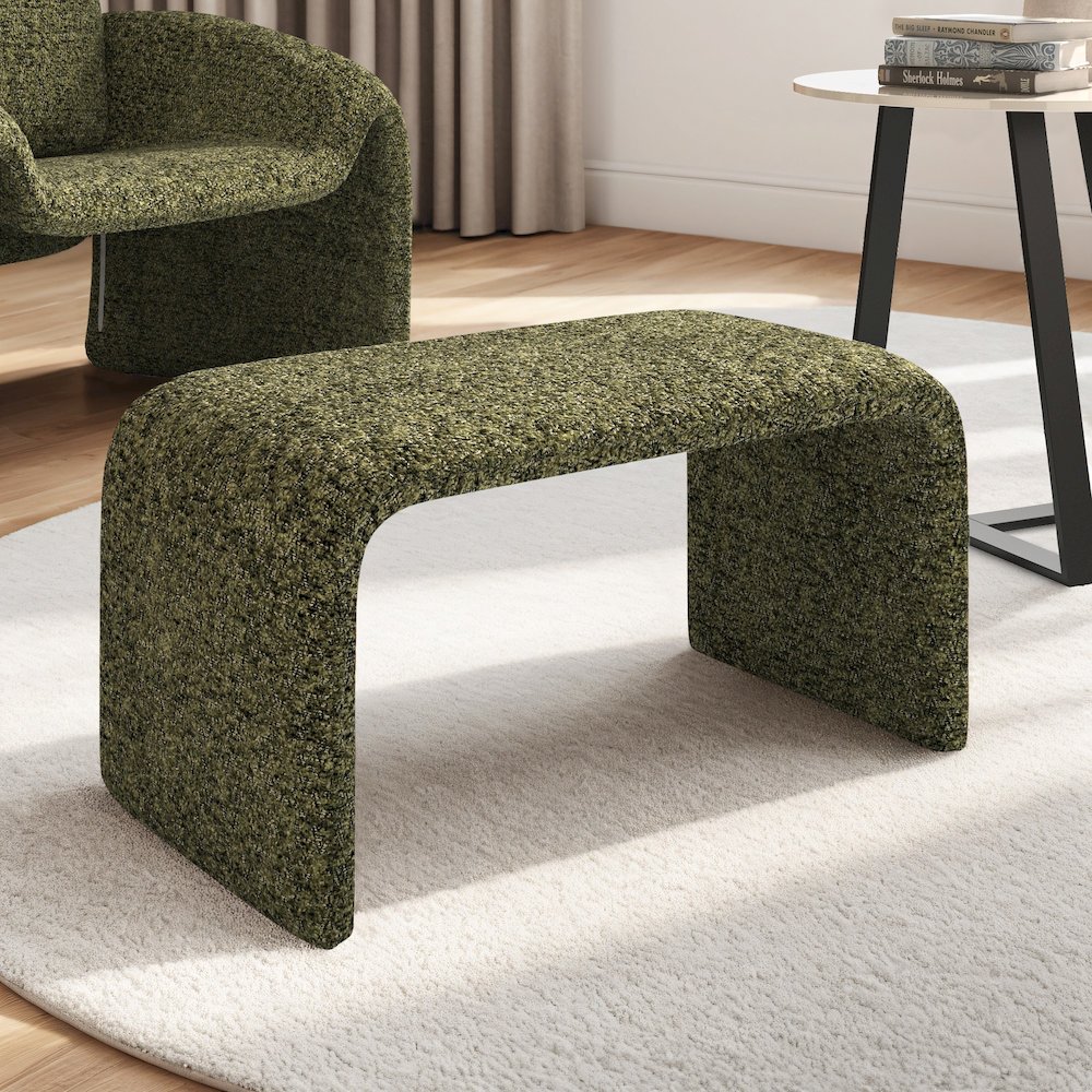 Moss Green Boucle Ottoman