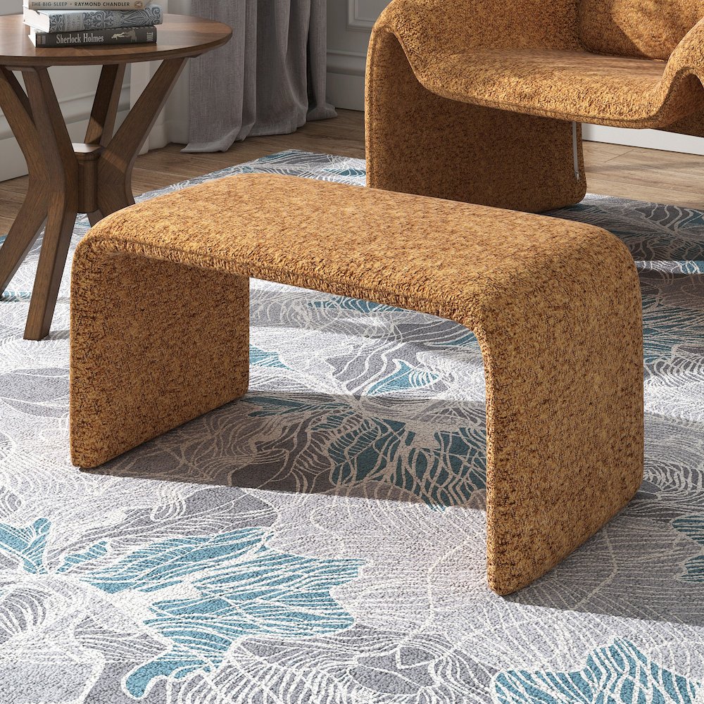 Orange Boucle Ottoman
