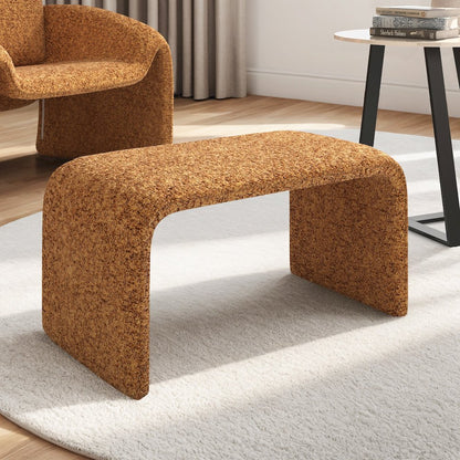 Orange Boucle Ottoman