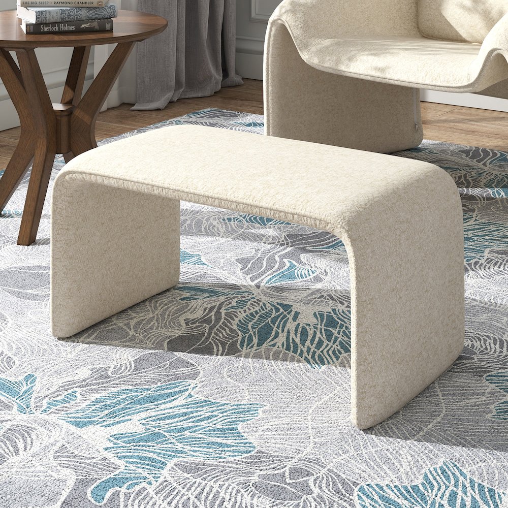 Ivory Boucle Ottoman