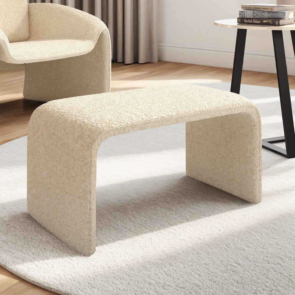 Ivory Boucle Ottoman