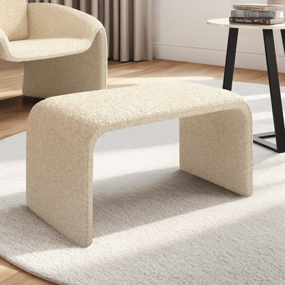 Ivory Boucle Ottoman