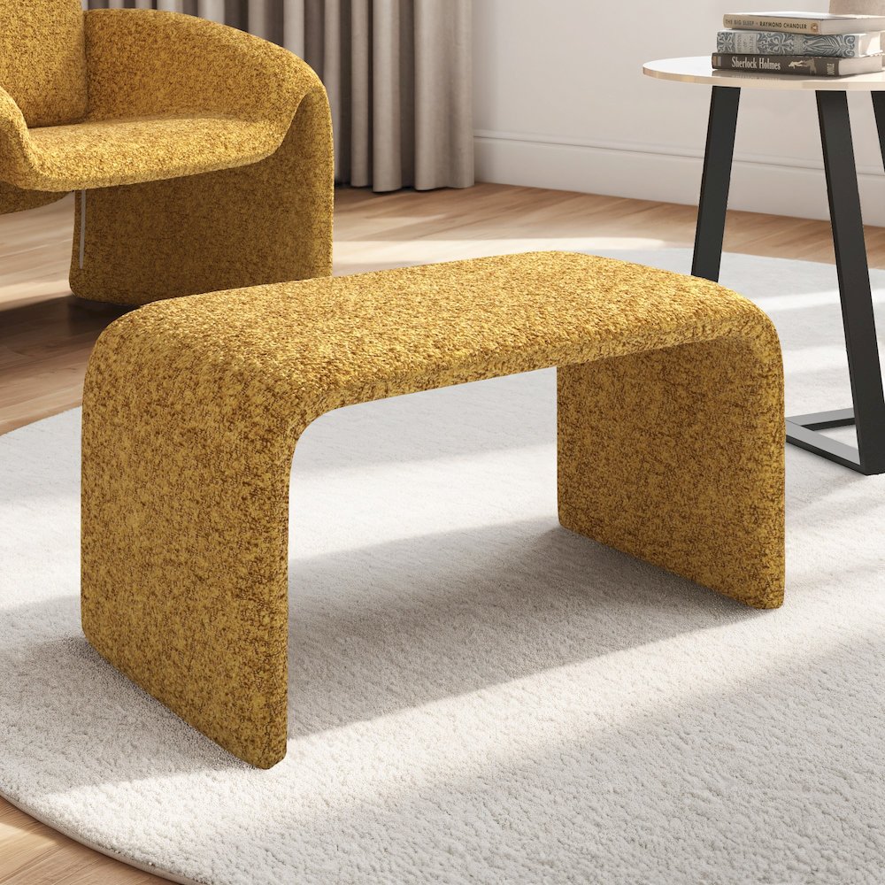 Mustard Yellow Boucle Ottoman