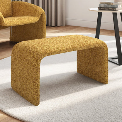 Mustard Yellow Boucle Ottoman