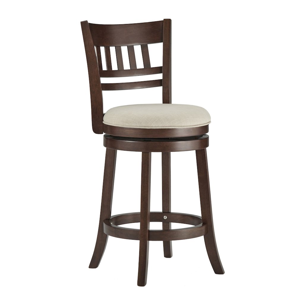 Transitional Upholstered 24" Swivel Counter Stool - Charcoal / Beige