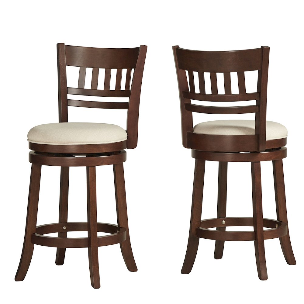 Transitional Upholstered 24" Swivel Counter Stool - Charcoal / Beige
