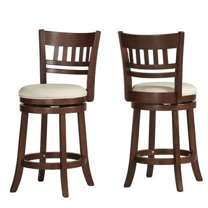 Transitional Upholstered 24" Swivel Counter Stool - Charcoal / Beige