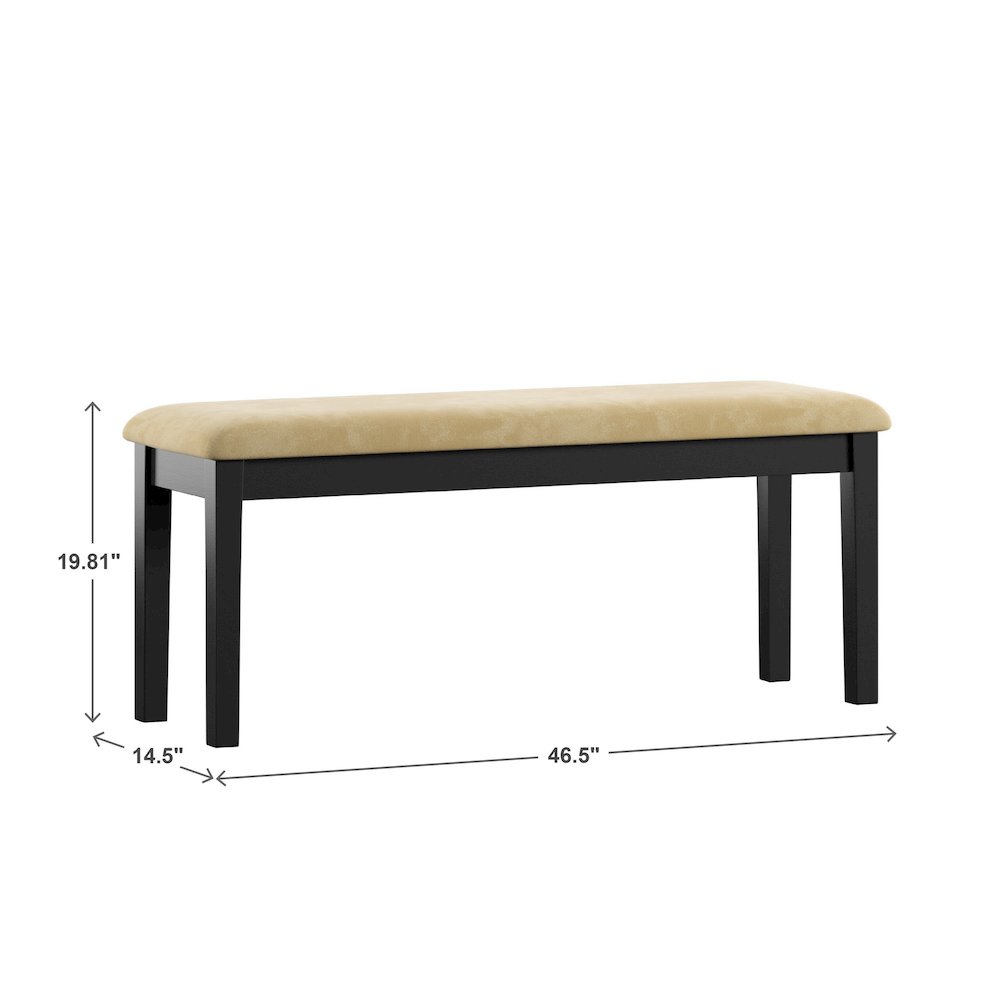 Black Finish Beige Microfiber 47"W Bench