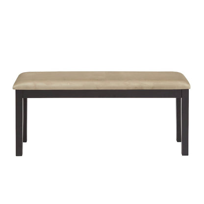 Black Finish Beige Microfiber 47"W Bench