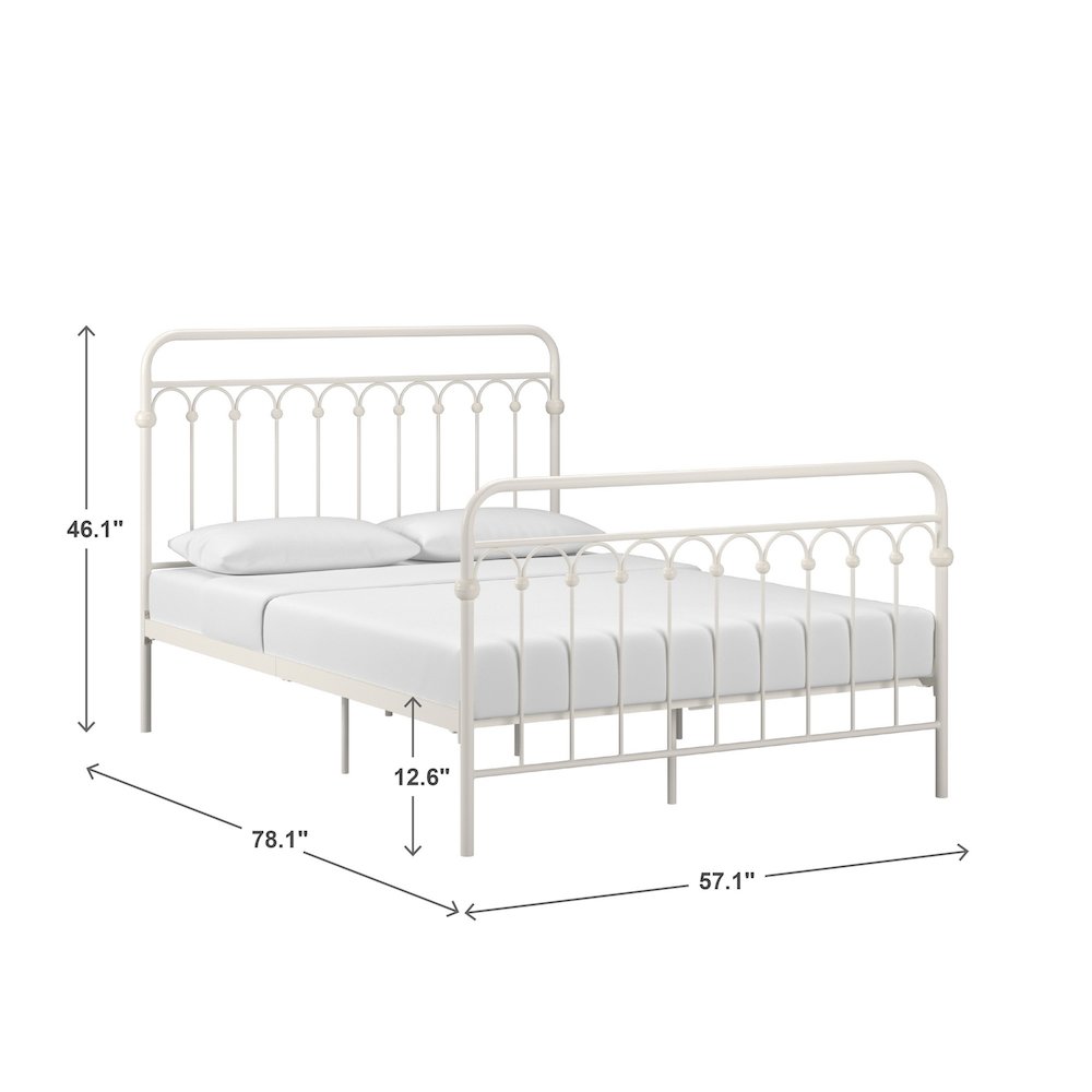 White Metal Arch Design Full Platform Bed