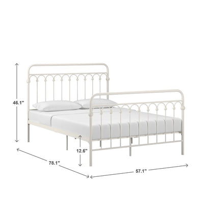 White Metal Arch Design Full Platform Bed