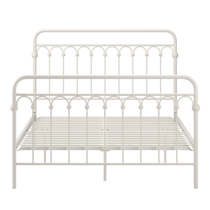 White Metal Arch Design Full Platform Bed