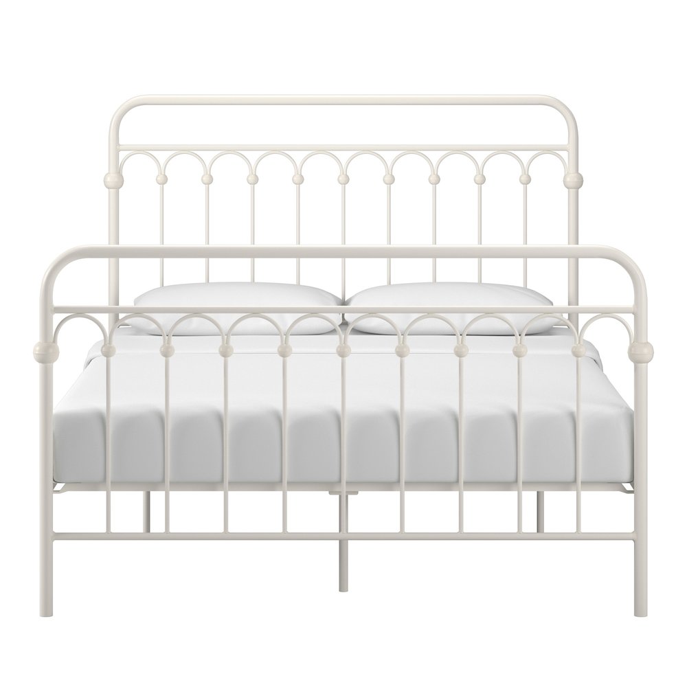 White Metal Arch Design Full Platform Bed