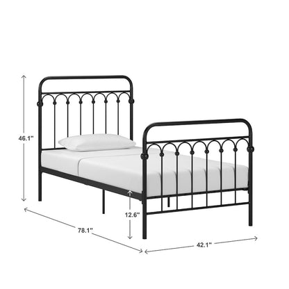 Black Metal Arch Design Twin Platform Bed