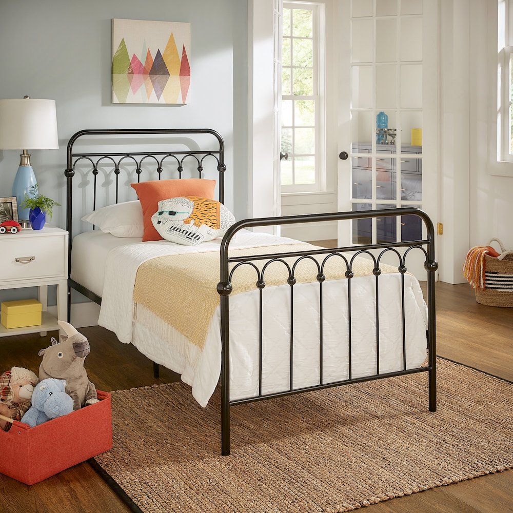 Black Metal Arch Design Twin Platform Bed