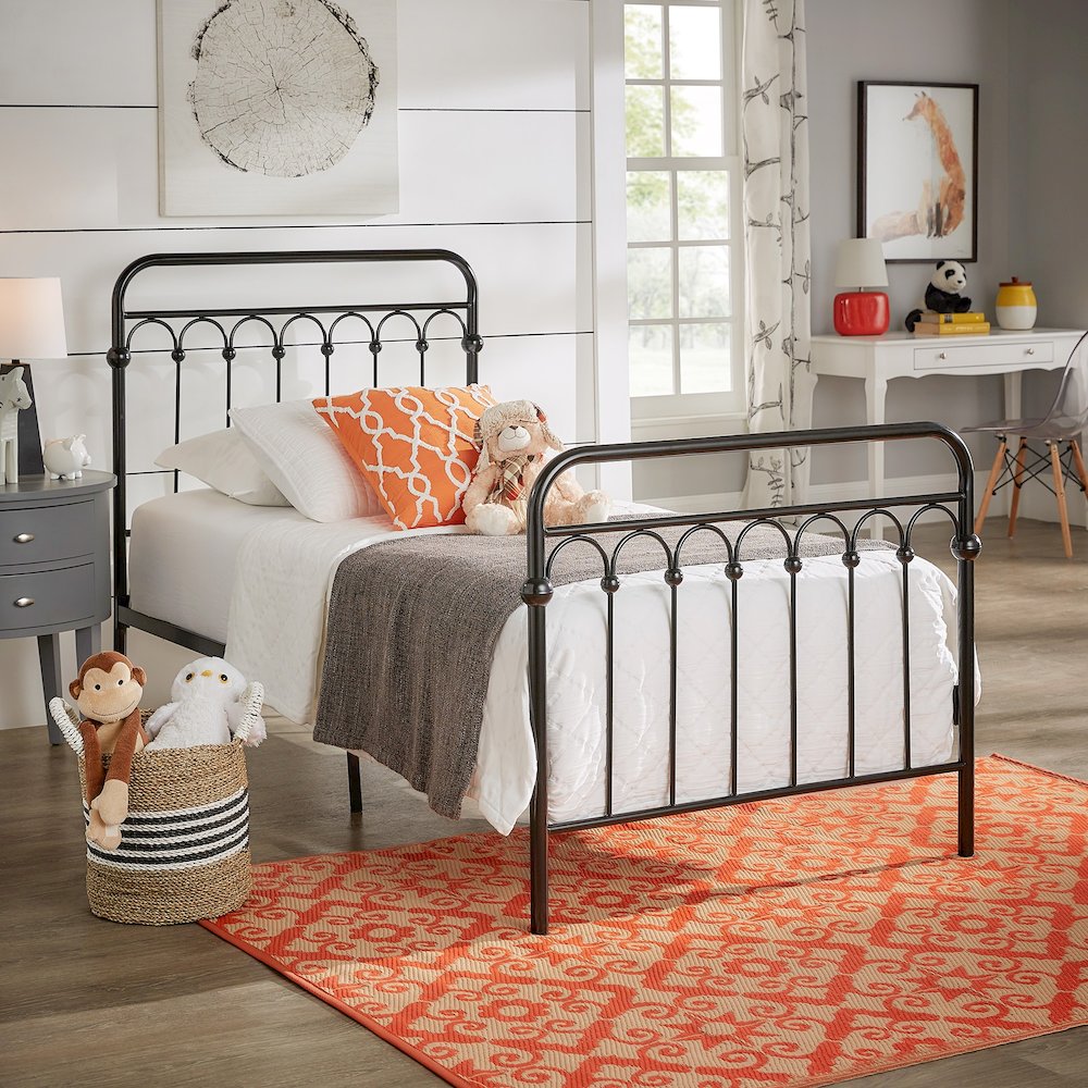 Black Metal Arch Design Twin Platform Bed