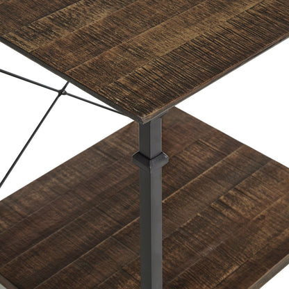 Brown Finish Metal Supports X-Frame End Table