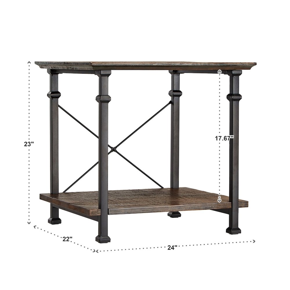 Brown Finish Metal Supports X-Frame End Table