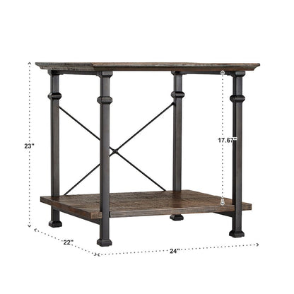 Brown Finish Metal Supports X-Frame End Table