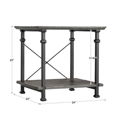 Grey Finish Metal Supports X-Frame End Table